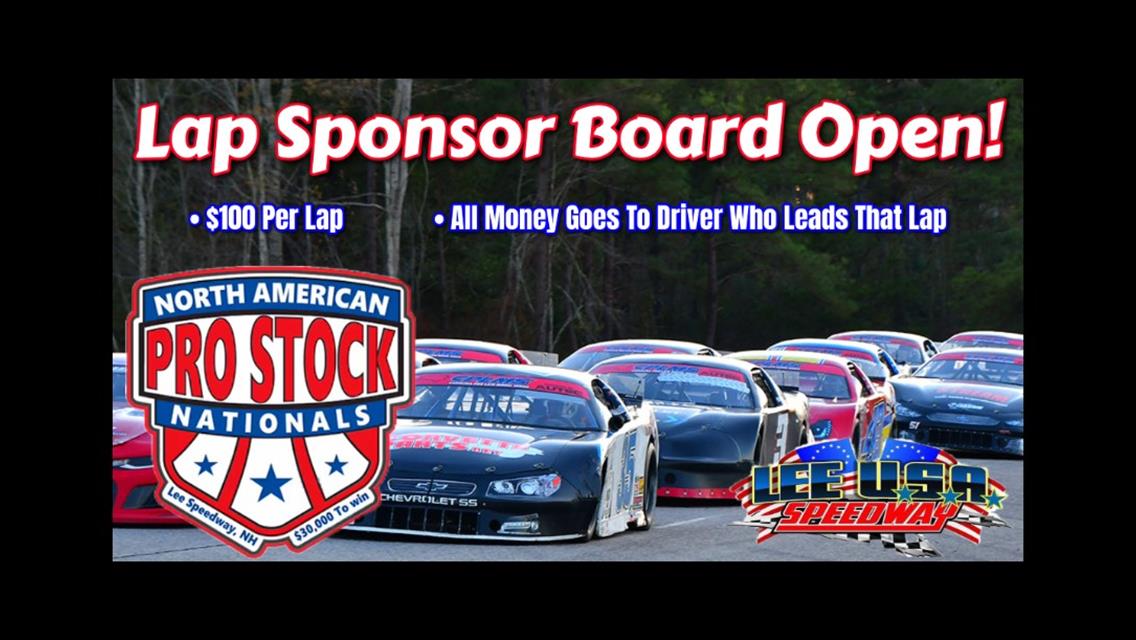 Lee USA Speedway has introduced Lap Board Sponsorship Program for Pro Stock Nationals